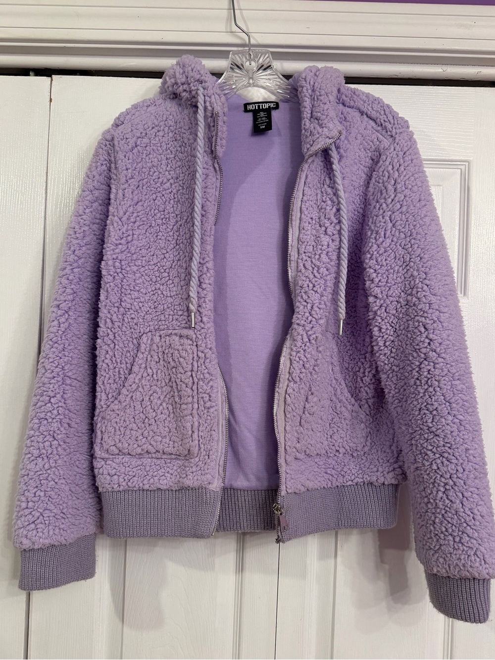 Hot Topic Lilac Sherpa Hooded Zip-Up Jacket